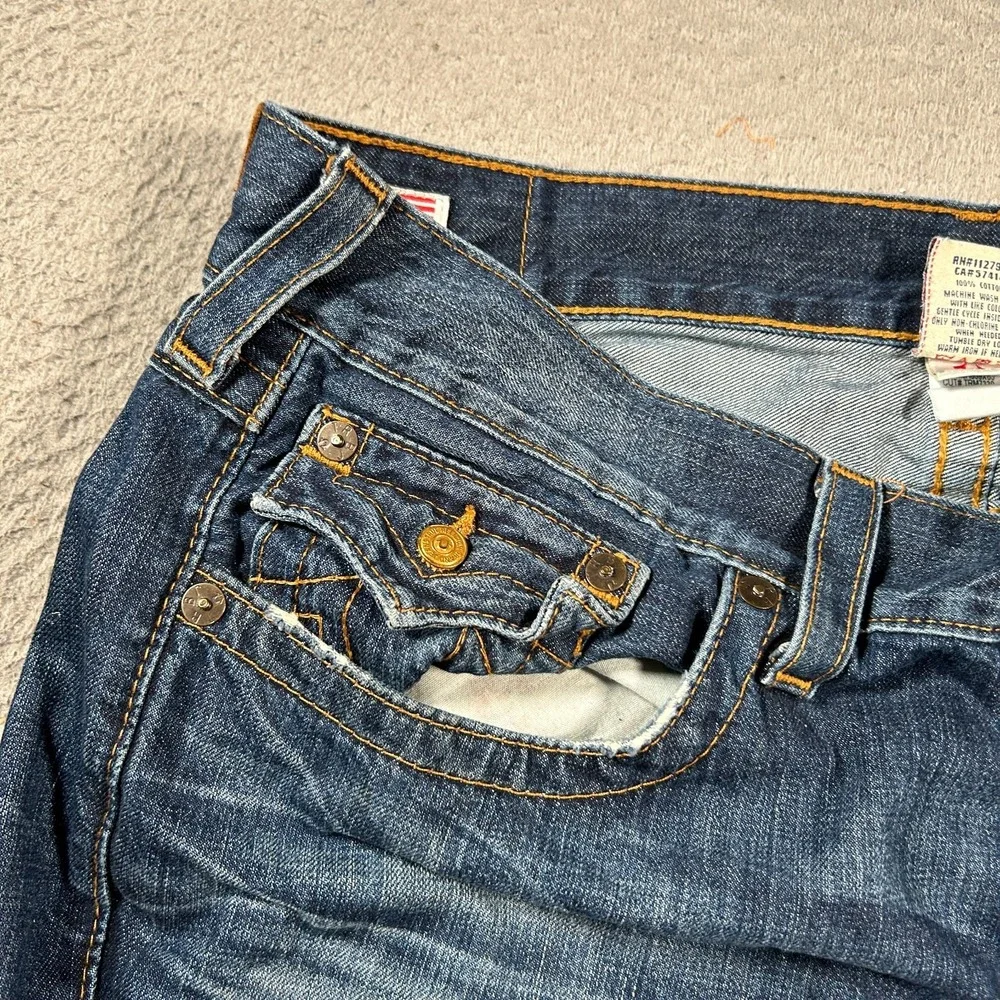 True‎ Religion Ricky Straight Jeans Mens 38 40x33 Flap Pockets Western USA Made